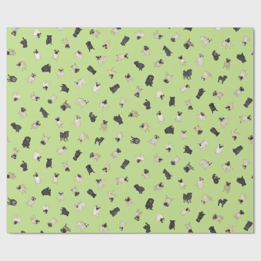 Confetti van de pug - groene lentrol cadeaupapier (Vlak)
