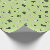 Confetti van de pug - groene lentrol cadeaupapier (Hoek)