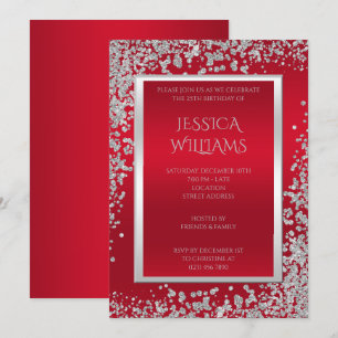 Confetti van diamanten & robijnrood verjaardagsfee kaart