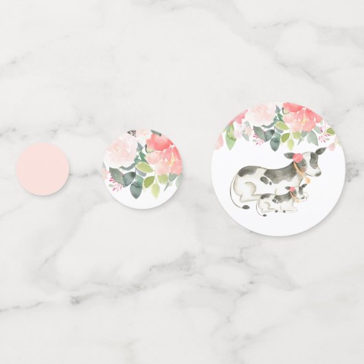 Confetti van Floral Dairy Koe Baby shower (Achterkanten)