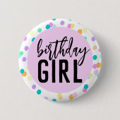 Confetti Verjaardag Meisje Ronde Button 5,7 Cm (Voorkant)