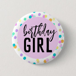 Confetti Verjaardag Meisje Ronde Button 5,7 Cm