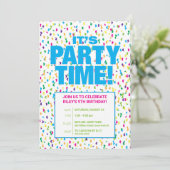 Confetti Verjaardagsfeest Uitnodiging, Leuk & Kleu Kaart (Staand voorkant)