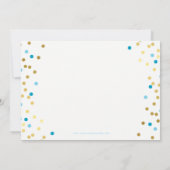 CONFETTI verjaardagsfeestje UITNODIGEN blauw goude Kaart (Achterkant)
