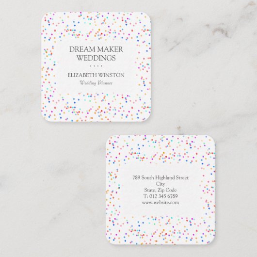 Confetti Vierkante Visitekaartje (Voorkant / Achterkant)