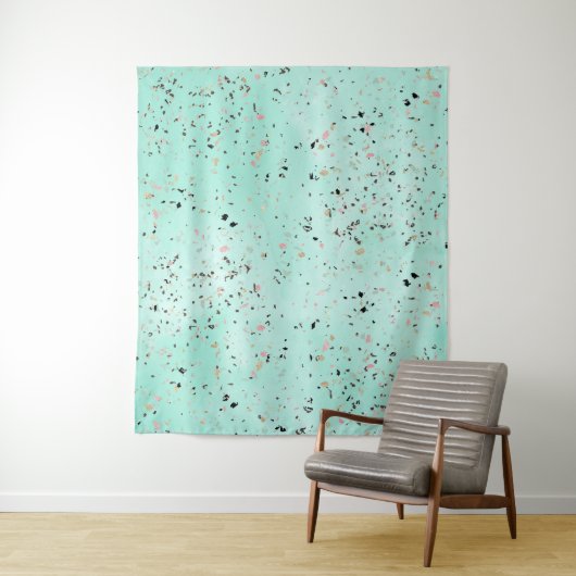 Confetti voor het ontwerpen van mint- en goudmarme wandkleed (In situ)