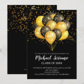 Confetti voor zwarte en goudballonnen kaart (Voorkant / Achterkant)