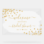 Confetti Vrijgezellenfeest Welkom Gouden Witte Ver Acryl Bord (Voorkant)