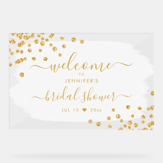 Confetti Vrijgezellenfeest Welkom Gouden Witte Ver Acryl Bord (Voorkant)