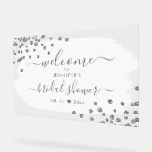 Confetti Vrijgezellenfeest Welkom Silver White Acryl Bord (Hoek)