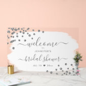 Confetti Vrijgezellenfeest Welkom Silver White Acryl Bord (Huwelijk)