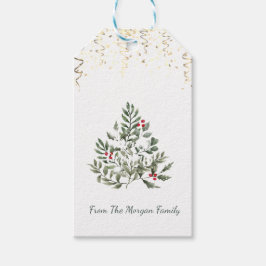 Confetti Waterverf Pijnboomtakken Cadeaulabel