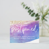 Confetti & Waterverf uitgesteld huwelijksbericht Briefkaart (Staand voorkant)