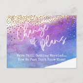 Confetti & Waterverf uitgesteld huwelijksveranderi Briefkaart (Voorkant)