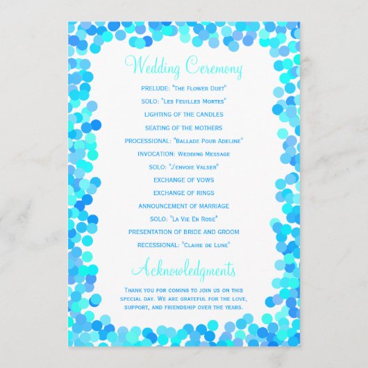 Confetti Wedding Programma's (Achterkant)
