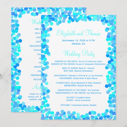 Confetti Wedding Programma's (Voorkant / Achterkant)