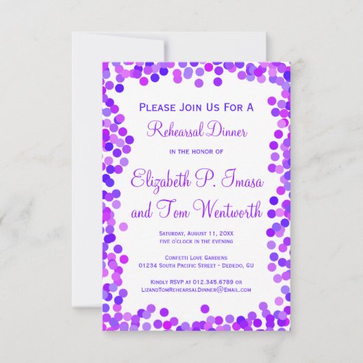 Confetti Wedding Rehearsal Dinner Invitations Kaart (Voorkant)