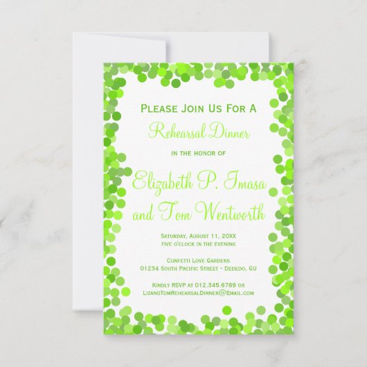Confetti Wedding Rehearsal Dinner Invitations Kaart (Voorkant)
