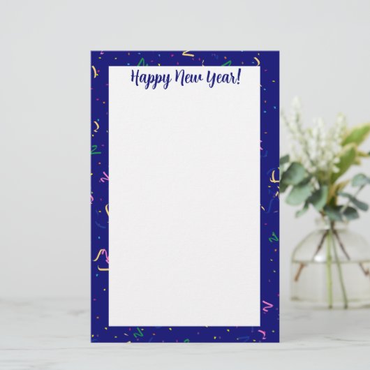 Confetti with Happy New Year Briefpapier (Staand voorkant)