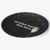 confetti : witte wijn en verjaardagsfeest papieren bordje (Gekanteld)