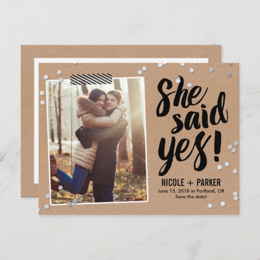 Confetti Ze zei ja Save the Date Briefkaart (Voorkant / Achterkant)