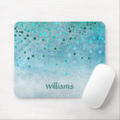Confetti Zee Blue Beach Glitter Girly Stippen Muismat (Met muis)