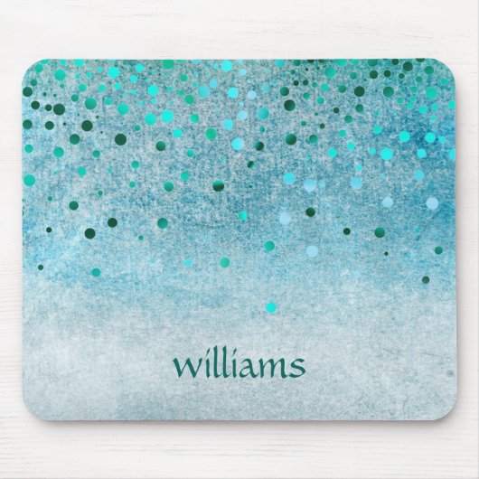 Confetti Zee Blue Beach Glitter Girly Stippen Muismat (Voorkant)