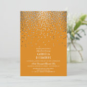 Confetti Zilver Elegant  Oranje Baby shower Kaart (Staand voorkant)