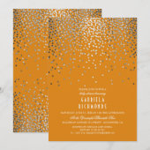Confetti Zilver Elegant  Oranje Baby shower Kaart (Voorkant / Achterkant)
