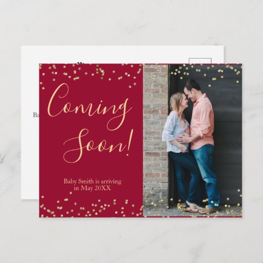 Confetti Zwangerschap Aankondiging Briefkaart (Voorkant / Achterkant)