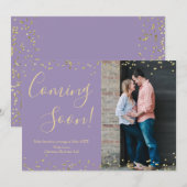 Confetti zwangerschapsaankondiging Kaart op Paarse (Voorkant / Achterkant)