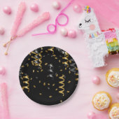 Confetti Zwart Goud Viering Modern Chique Plezier Papieren Bordje (Feest)