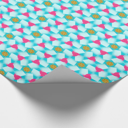 Confetti Zwemelen Turquoise Blue Pink Wrapping Pap Cadeaupapier (Hoek)