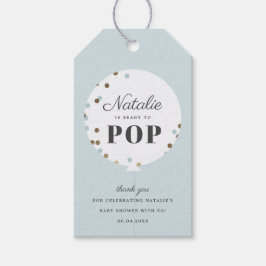 Confettiballon klaar om te knallen baby shower cadeaulabel