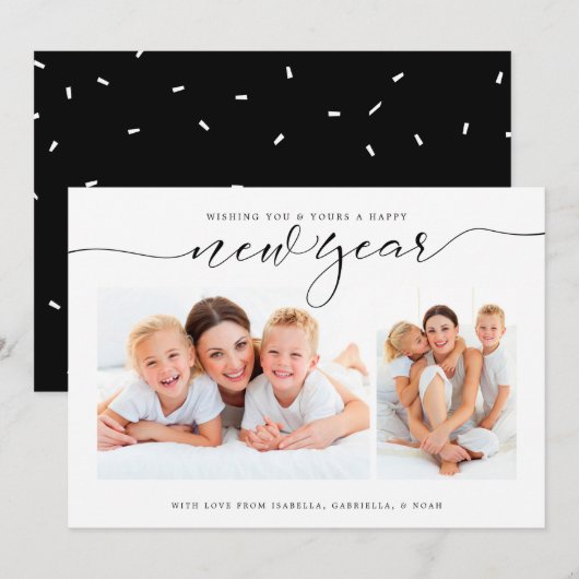 Confettien Twee van het nieuwjaar de Kaart van de (Voorkant / Achterkant)