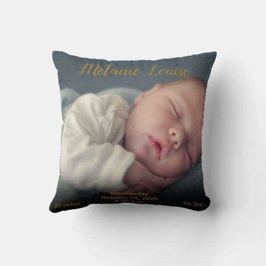 Confettien van de Harten PhotoGold van de geboorte Kussen (Achterkant)