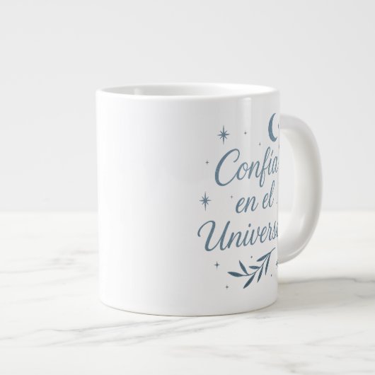 Confía en el Universo ✨ | Celestial Silver Design Grote Koffiekop (Voorkant rechts)