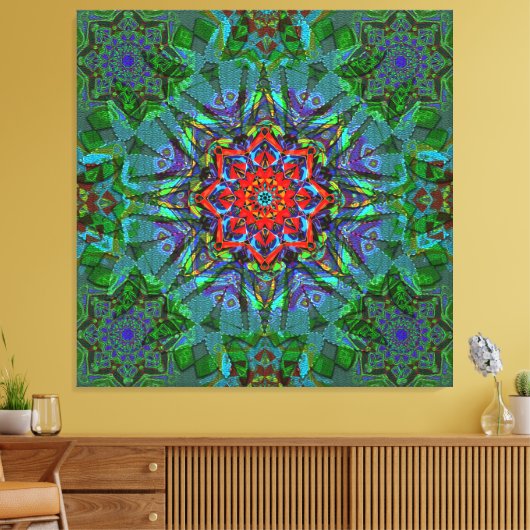 Confianza textieltextuur mandala canvas afdruk (Insitu (Woonkamer))