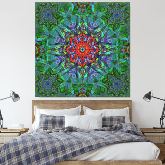 Confianza textieltextuur mandala canvas afdruk (Insitu (Slaapkamer))