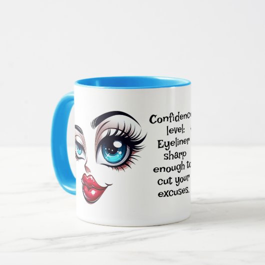 Confidence,  Add Name Message, Fabulous Eyes Face Mok (Voorkant links)