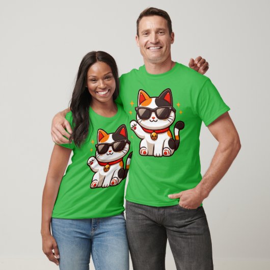 Confident Cat Sporting Sunglasses and Waving Hello T-shirt (Unisex)