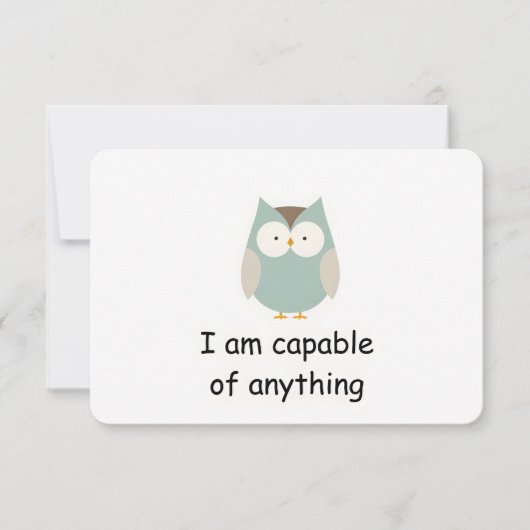 Confident Owl Woodland Animal Affirmation Kaart (Voorkant)