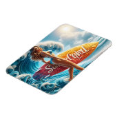 Confident Surfer Girl Walking Beach Waves Art Magneet (Linkerzijde)