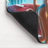 Confident Surfer Girl Walking Beach Waves Art Muismat (Hoek)