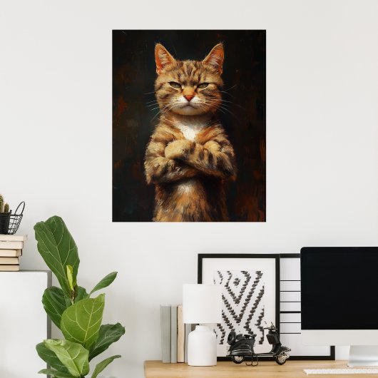 Confident Tabby Cat With Attitude Poster (Thuiskantoor)
