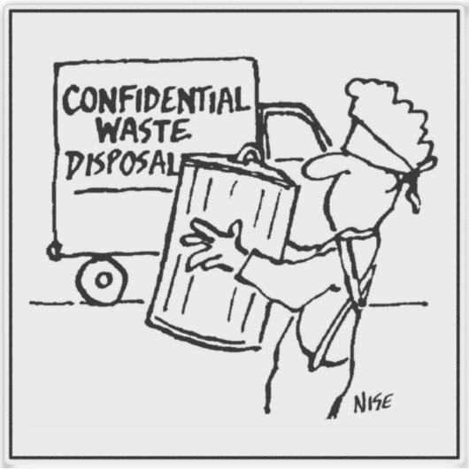 Confidential Waste Disposal Cartoon - Funny Sticker (Voorkant)