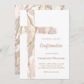 Confirmation beige pink agate Holy Cross Kaart (Voorkant / Achterkant)