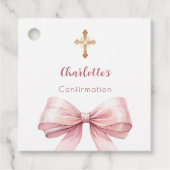 Confirmation blush pink bow cross girl DIY Bedankjes Labels (Voorkant)
