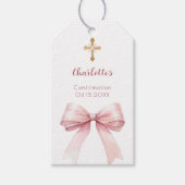 Confirmation blush pink bow cross girl DIY Cadeaulabel (Voorkant)
