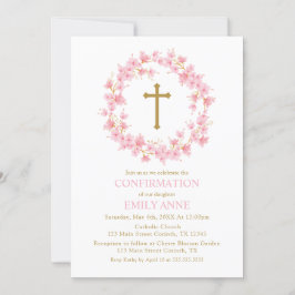 Confirmation Cherry Blossom floral Invitation  Kaart
